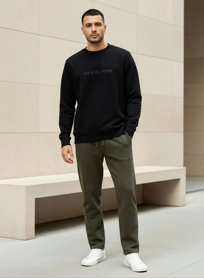 Iconic Iconic Men Regular Fit Slogan Embroidered Sweatshirt